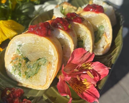 Tamago wege z salsą malinowo-szczypiorkową - 6szt